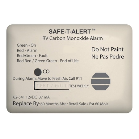 Safe-T-Alert 62 Series Carbon Monoxide Alarm - 12V - RV Surface Mount - White 62-541-WT